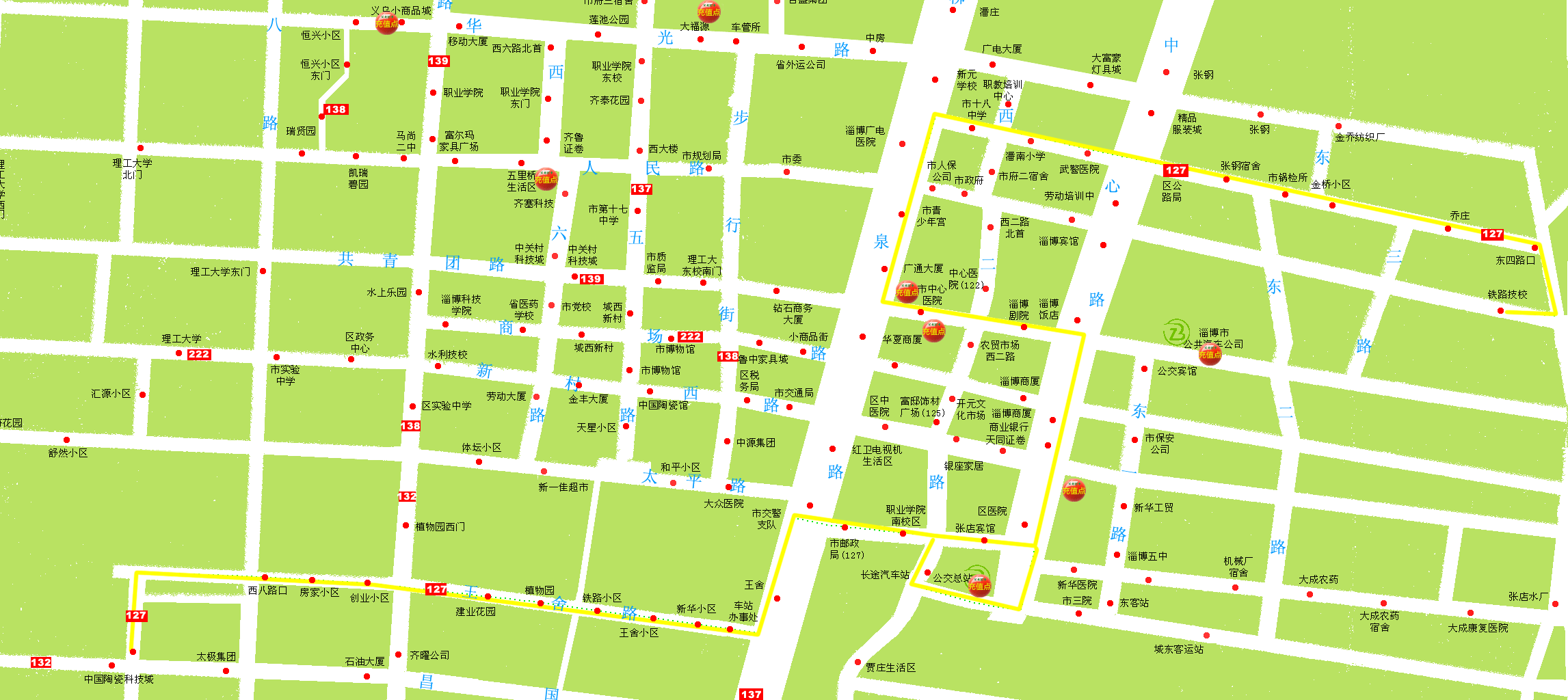 淄博公交车路线图,张店区公交线路图 淄博市最新公交线路